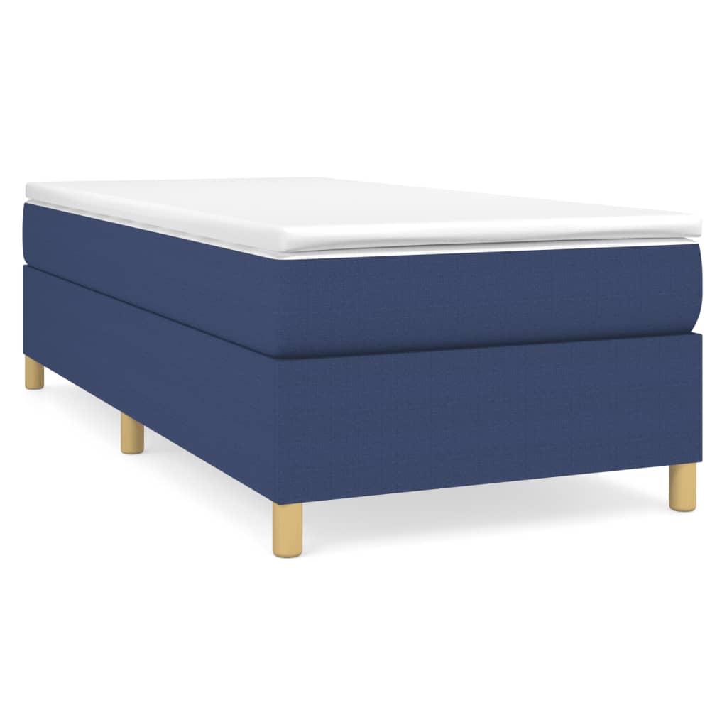 Κρεβάτι Boxspring με Στρώμα Μπλε 100 x 200 εκ. Υφασμάτινο