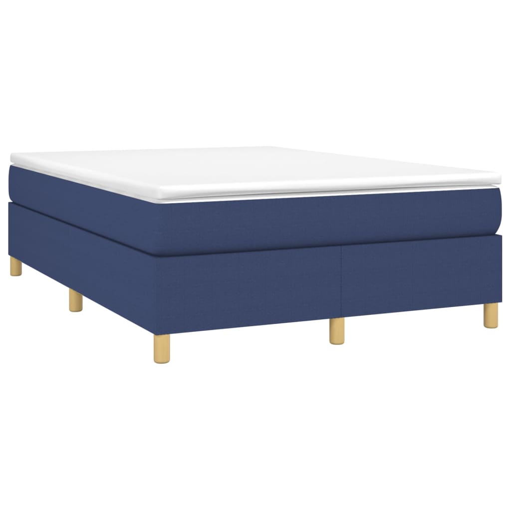 Κρεβάτι Boxspring με Στρώμα Μπλε 140x190 εκ. Υφασμάτινο