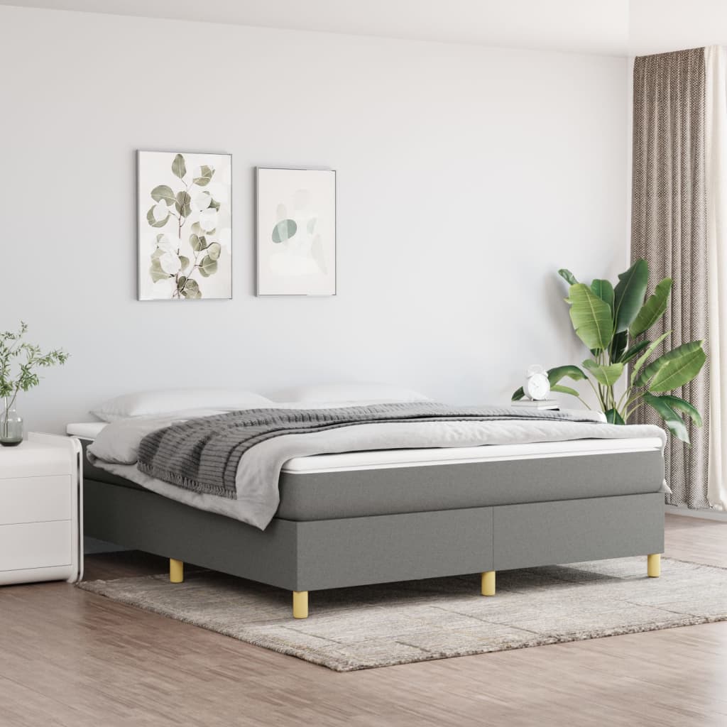 Κρεβάτι Boxspring με Στρώμα Σκούρο Γκρι 160x200 εκ Υφασμάτινο - Pakobazaar
