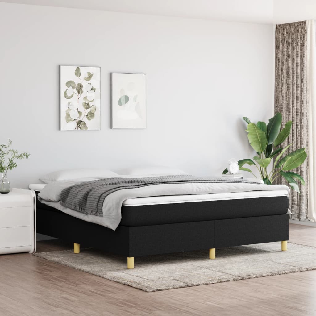 Κρεβάτι Boxspring με Στρώμα Μαύρο 160x200 εκ. Υφασμάτινο - Pakobazaar