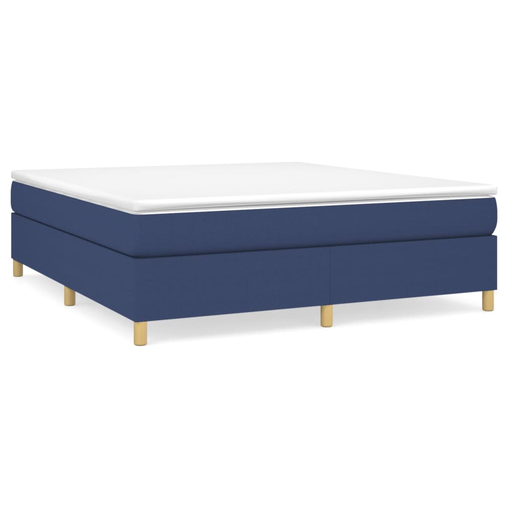 Κρεβάτι Boxspring με Στρώμα Μπλε 160x200 εκ. Υφασμάτινο