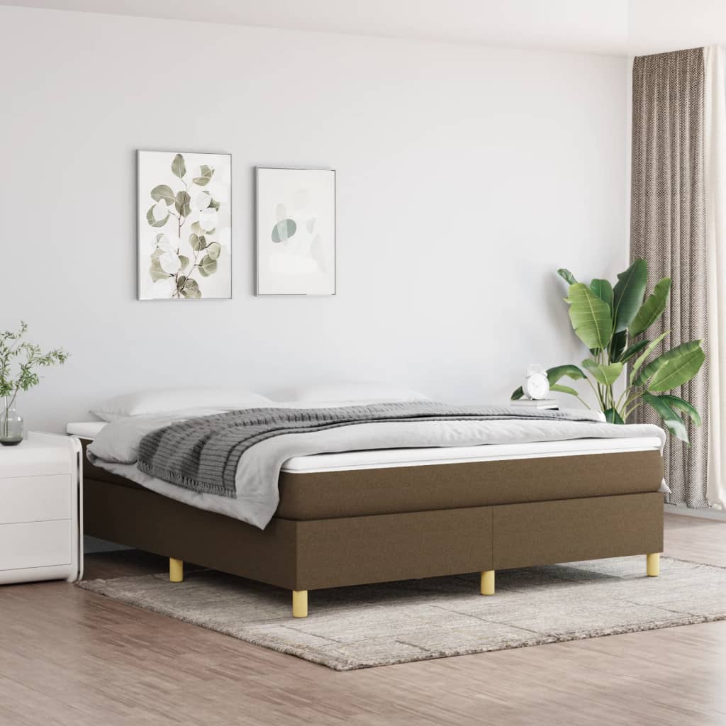 Κρεβάτι Boxspring με Στρώμα Σκούρο Καφέ 180x200 εκ Υφασμάτινο - Pakobazaar