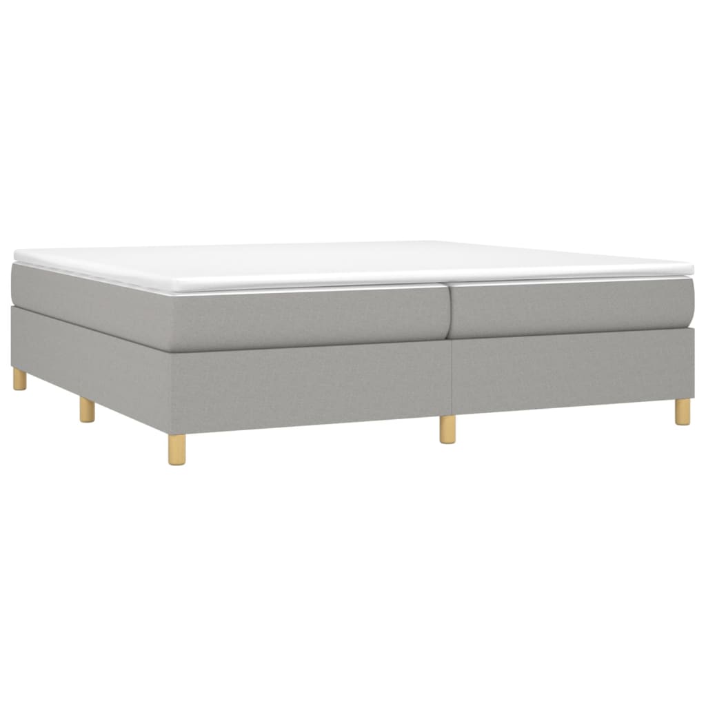 Κρεβάτι Boxspring με Στρώμα Ανοιχτό Γκρι 200x200 εκ. Υφασμάτινο