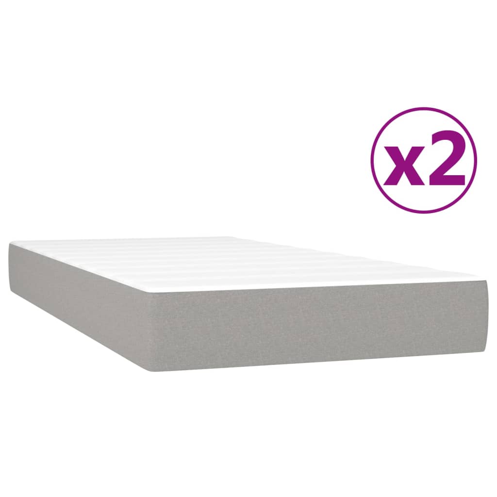 Κρεβάτι Boxspring με Στρώμα Ανοιχτό Γκρι 200x200 εκ. Υφασμάτινο