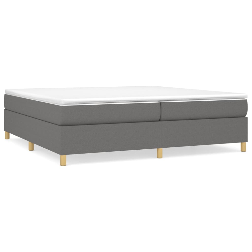 Κρεβάτι Boxspring με Στρώμα Σκούρο Γκρι 200x200 εκ. Υφασμάτινο