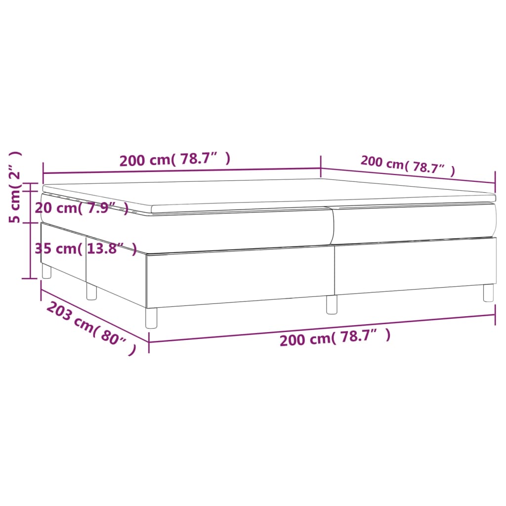 Κρεβάτι Boxspring με Στρώμα Μαύρο 200x200 εκ. Υφασμάτινο - Pakobazaar