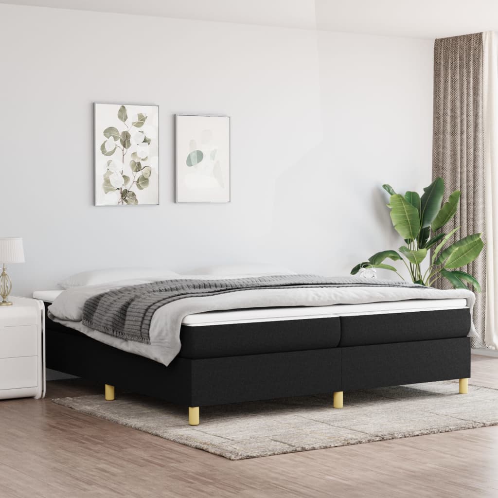 Κρεβάτι Boxspring με Στρώμα Μαύρο 200x200 εκ. Υφασμάτινο - Pakobazaar