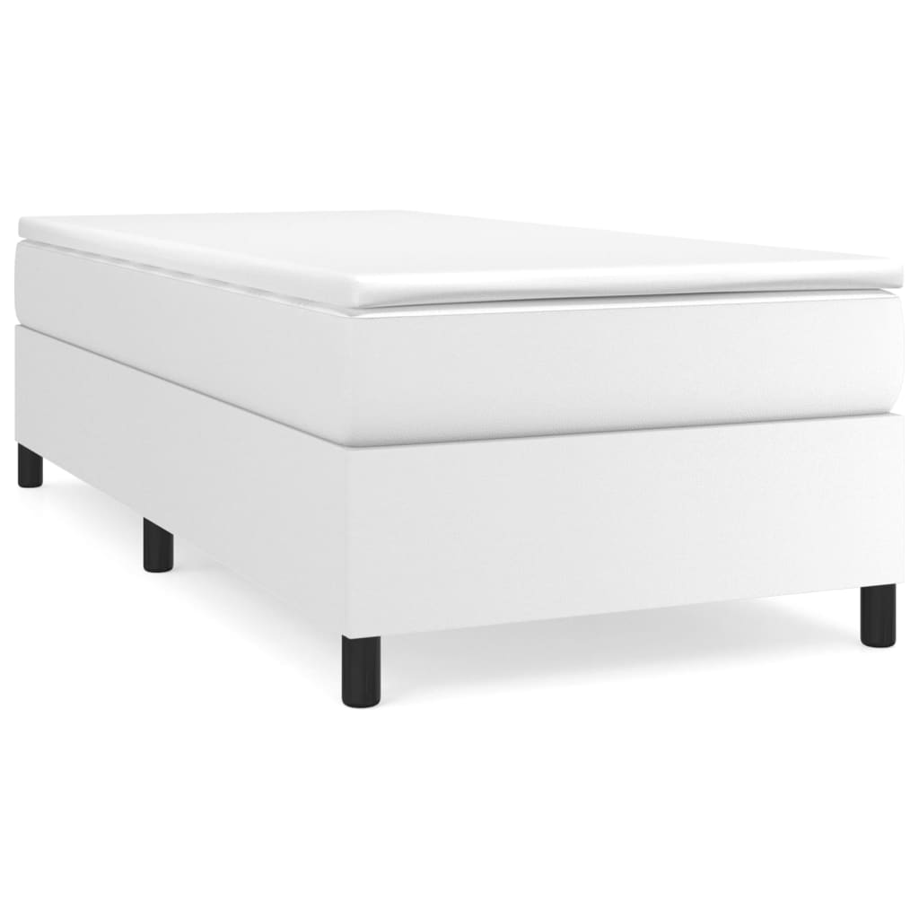 Κρεβάτι Boxspring με Στρώμα Λευκό 80 x 200 εκ. Συνθετικό Δέρμα