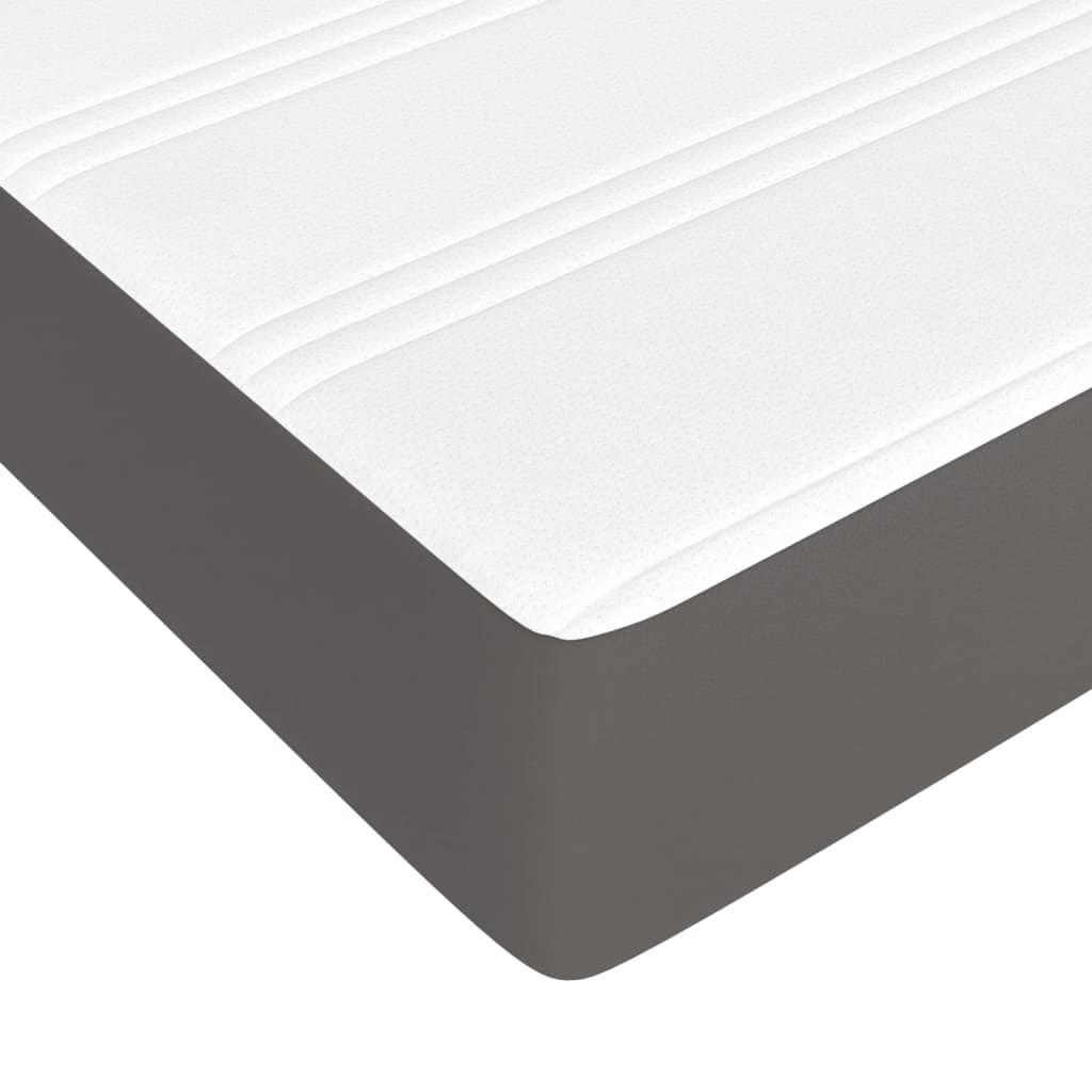 Κρεβάτι Boxspring με Στρώμα Γκρι 80 x 200 εκ. Συνθετικό Δέρμα