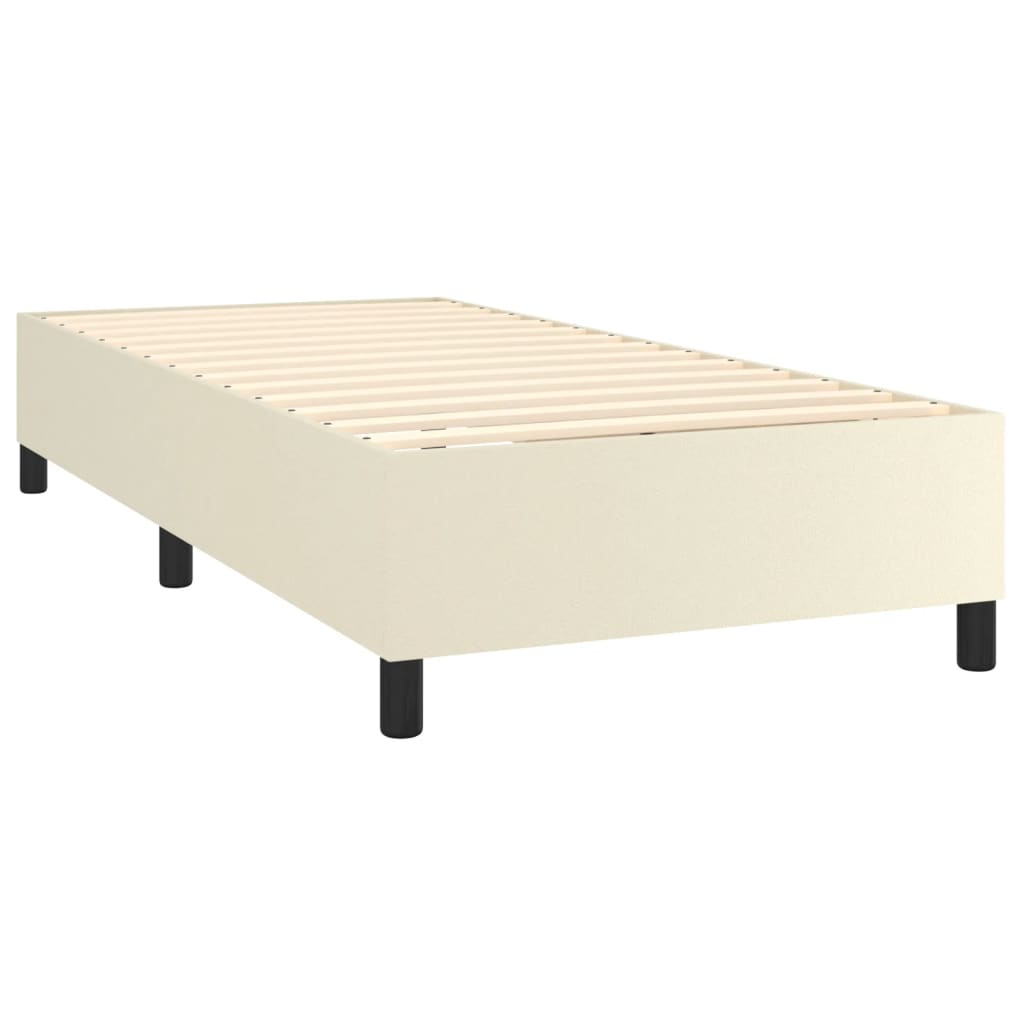 Κρεβάτι Boxspring με Στρώμα Κρεμ 90x190 εκ. από Συνθετικό Δέρμα - Pakobazaar