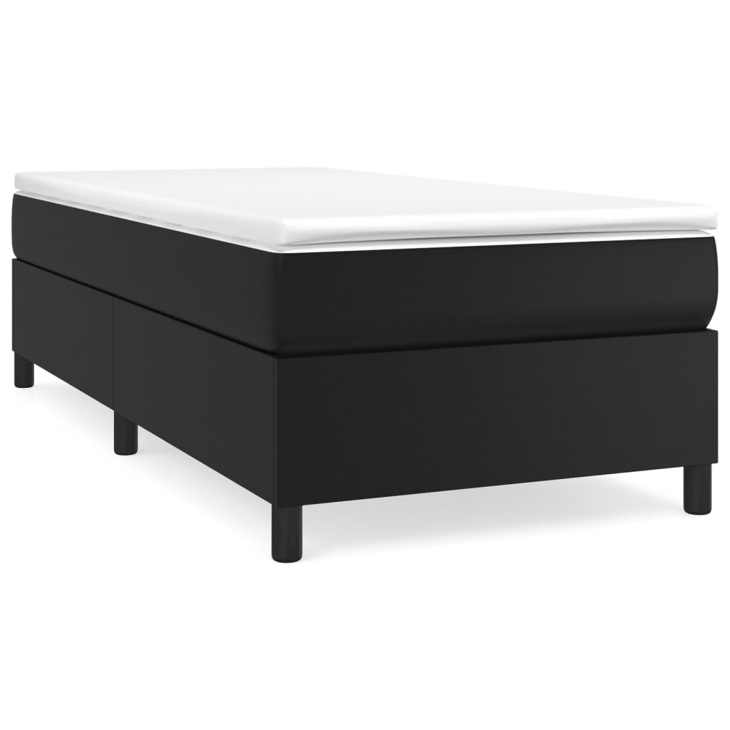Κρεβάτι Boxspring με Στρώμα Μαύρο 90x200εκ. από Συνθετικό Δέρμα