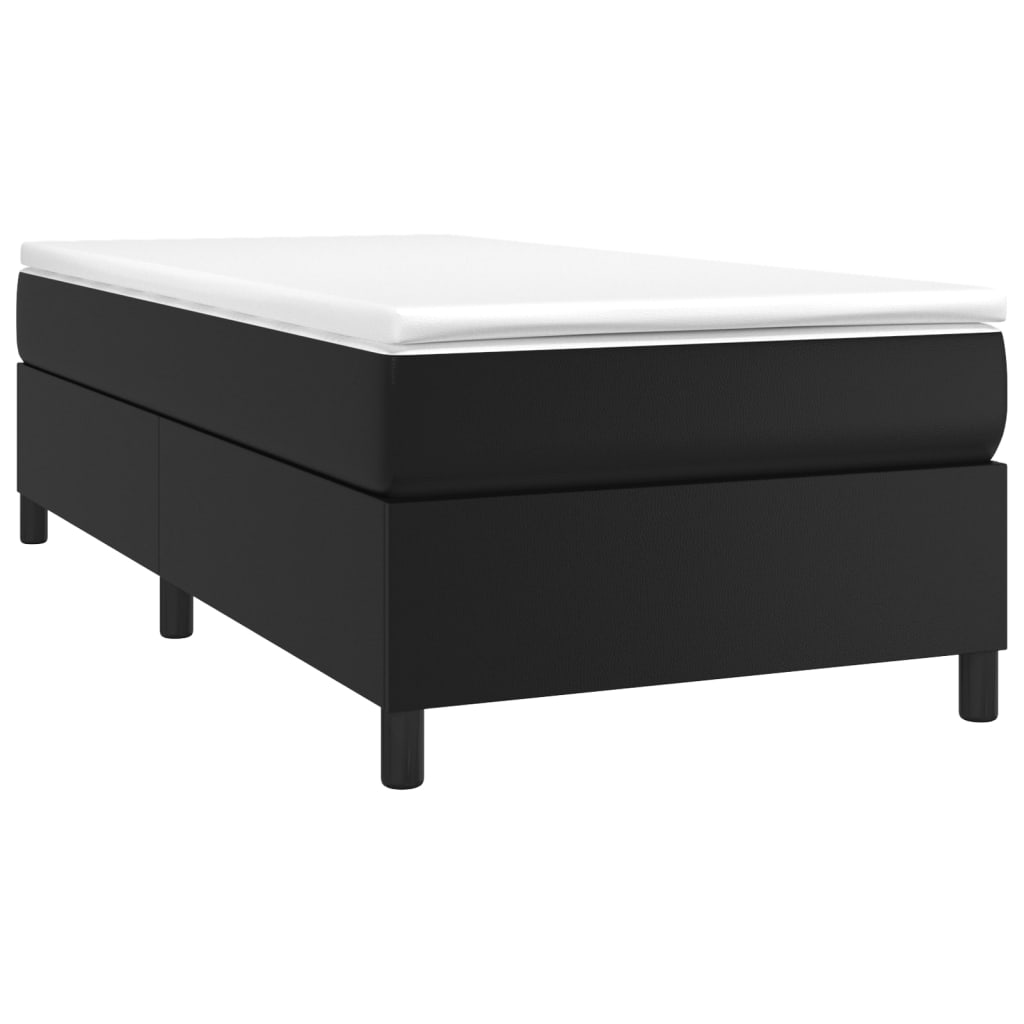 Κρεβάτι Boxspring με Στρώμα Μαύρο 90x200εκ. από Συνθετικό Δέρμα