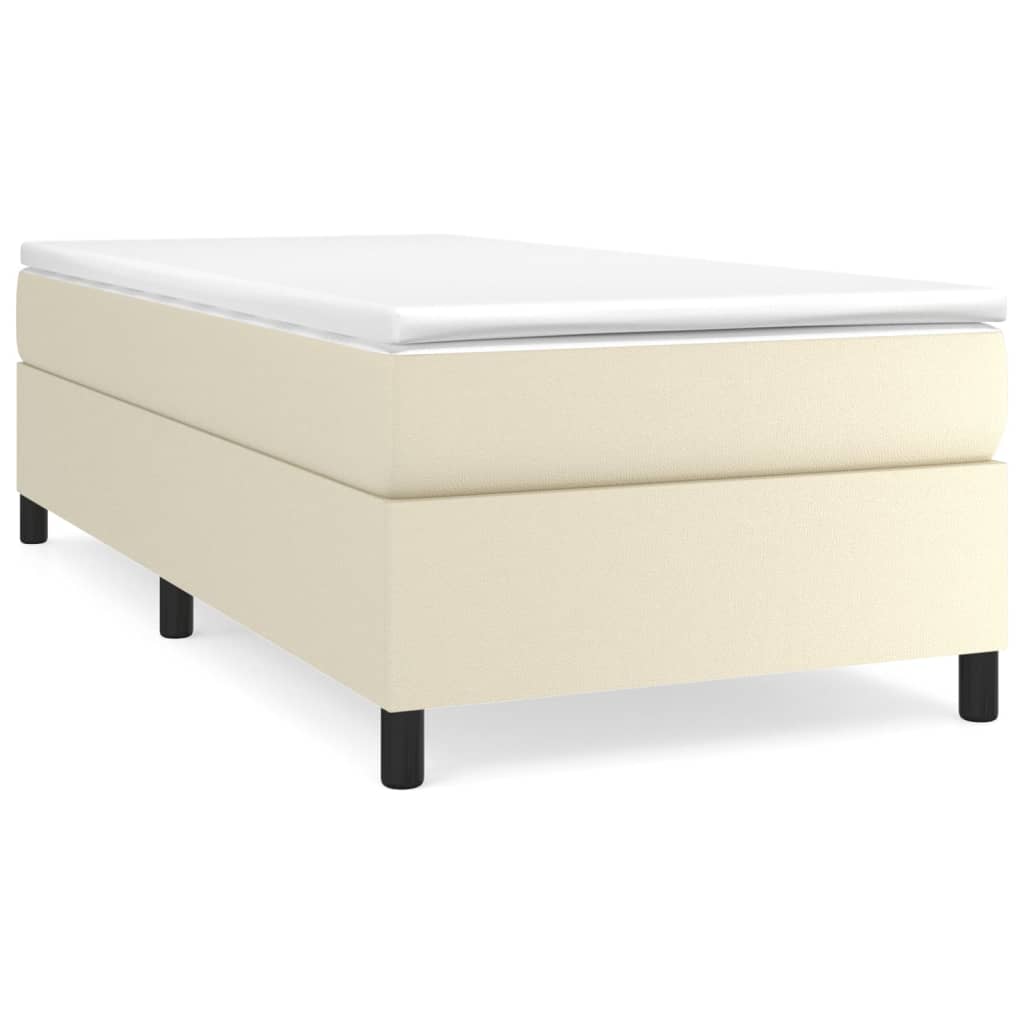 Κρεβάτι Boxspring με Στρώμα Κρεμ 90x200 εκ. από Συνθετικό Δέρμα - Pakobazaar