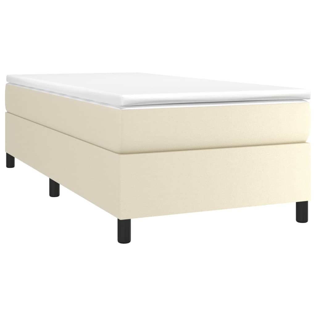 Κρεβάτι Boxspring με Στρώμα Κρεμ 90x200 εκ. από Συνθετικό Δέρμα - Pakobazaar