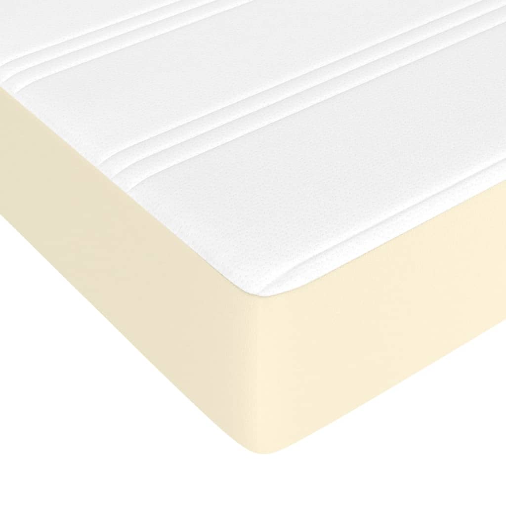 Κρεβάτι Boxspring με Στρώμα Κρεμ 90x200 εκ. από Συνθετικό Δέρμα - Pakobazaar