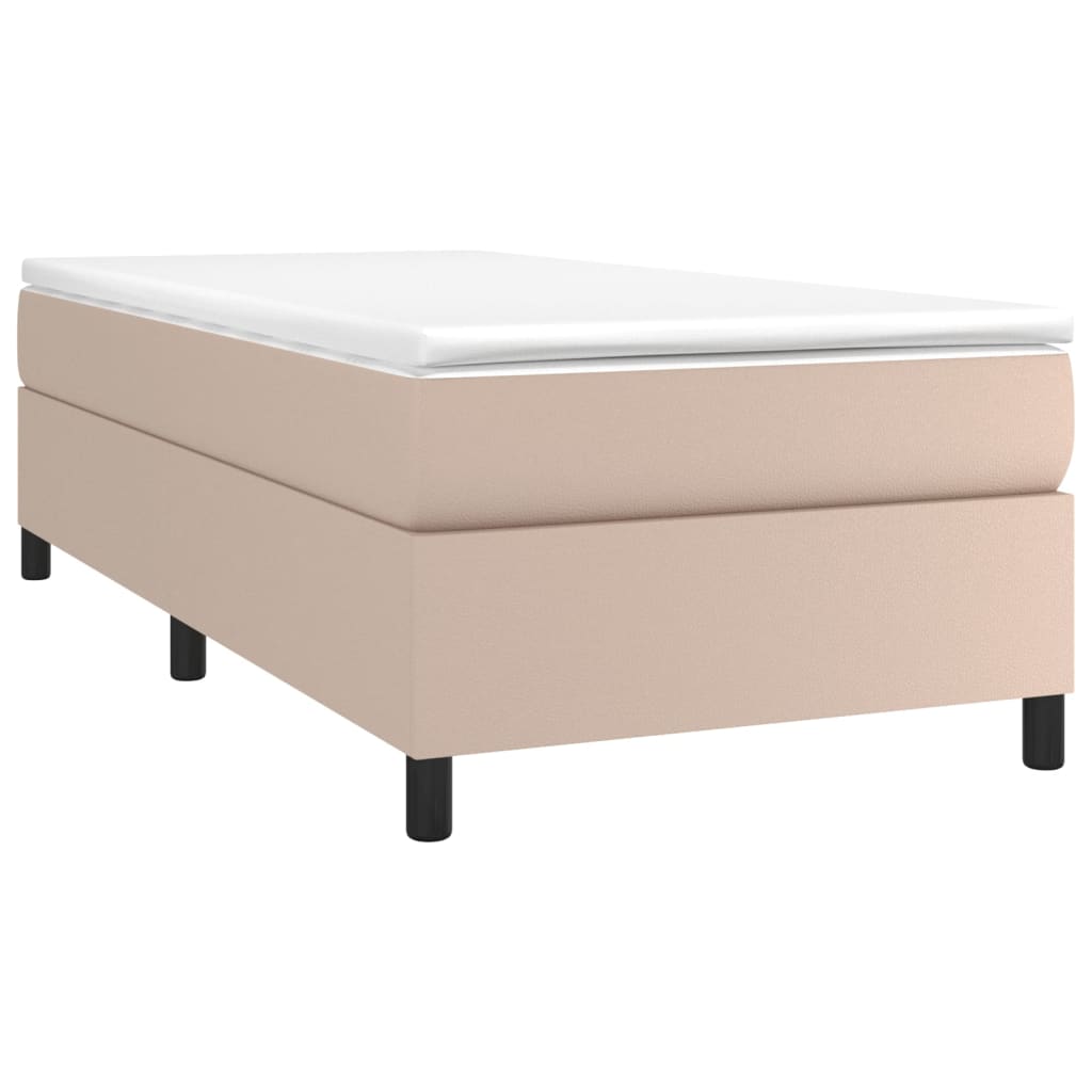 Κρεβάτι Boxspring με Στρώμα Καπουτσίνο 100x200εκ.από Συνθ.Δέρμα