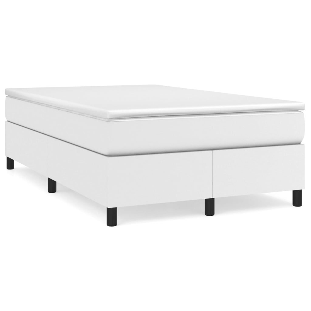 Κρεβάτι Boxspring με Στρώμα Λευκό 120x200εκ.από Συνθετικό Δέρμα