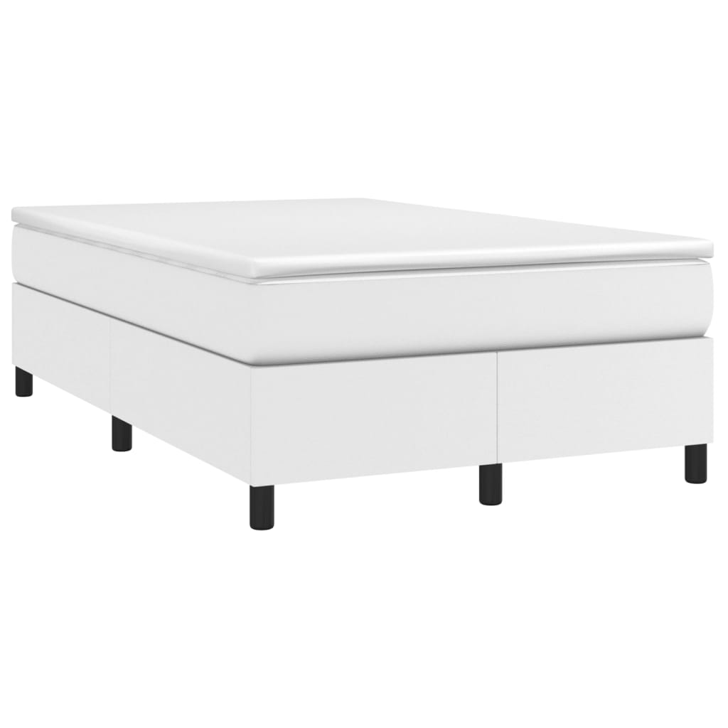 Κρεβάτι Boxspring με Στρώμα Λευκό 120x200εκ.από Συνθετικό Δέρμα