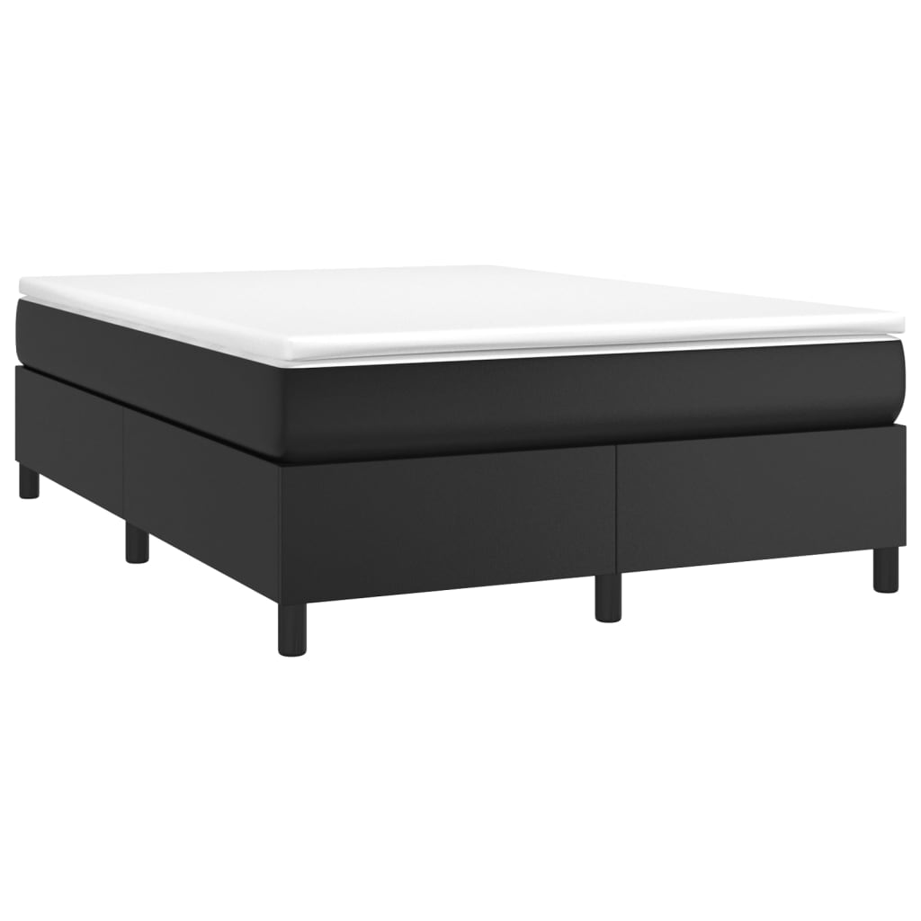 Κρεβάτι Boxspring με Στρώμα Μαύρο 140x190εκ.από Συνθετικό Δέρμα