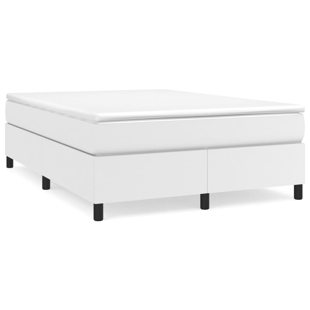 Κρεβάτι Boxspring με Στρώμα Λευκό 140x190εκ.από Συνθετικό Δέρμα