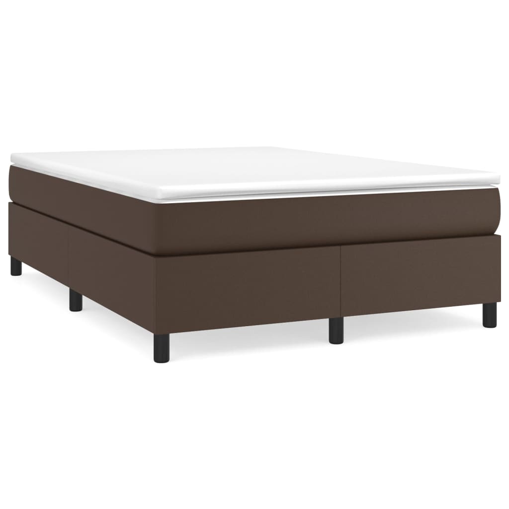 Κρεβάτι Boxspring με Στρώμα Καφέ 140x190εκ. από Συνθετικό Δέρμα - Pakobazaar