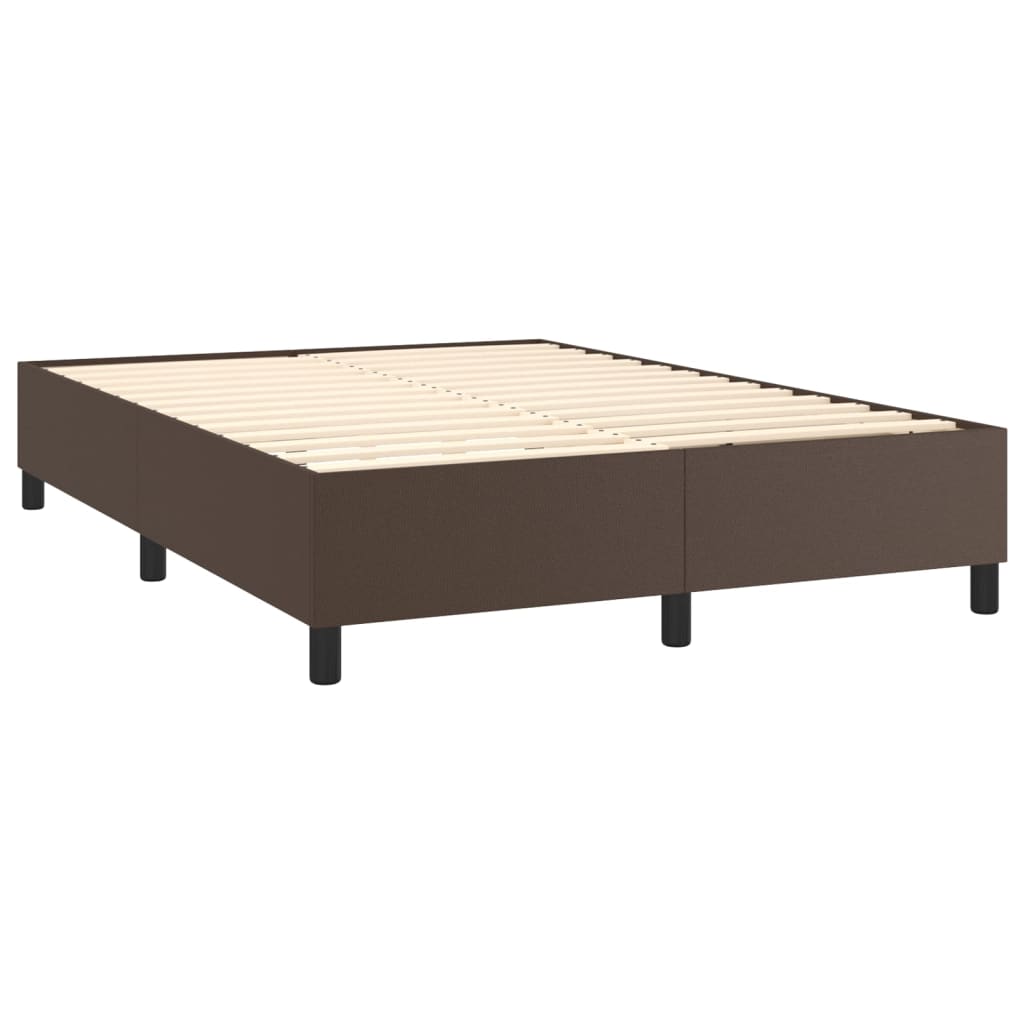 Κρεβάτι Boxspring με Στρώμα Καφέ 140x190εκ. από Συνθετικό Δέρμα - Pakobazaar