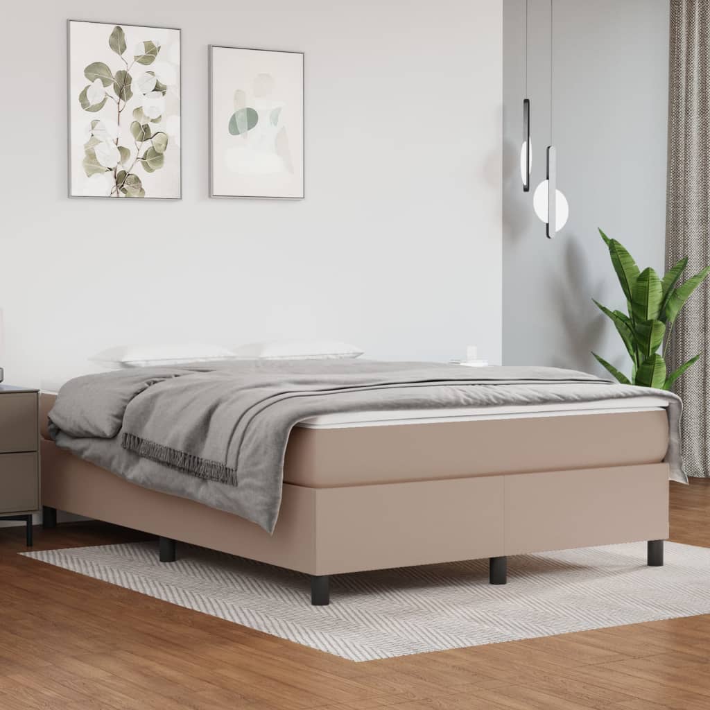 Κρεβάτι Boxspring με Στρώμα Καπουτσίνο 140x190εκ.από Συνθ.Δέρμα
