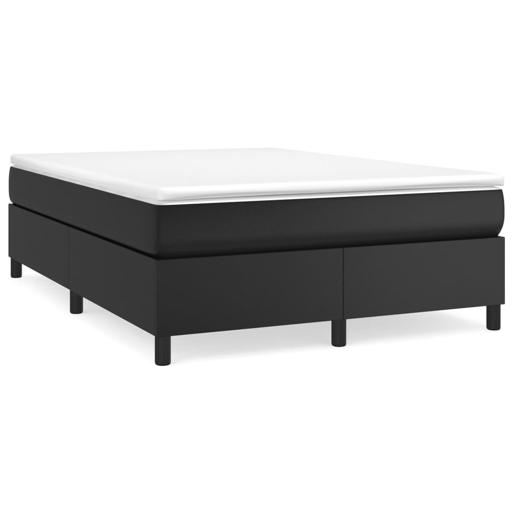 Κρεβάτι Boxspring με Στρώμα Μαύρο 140x200εκ.από Συνθετικό Δέρμα - Pakobazaar