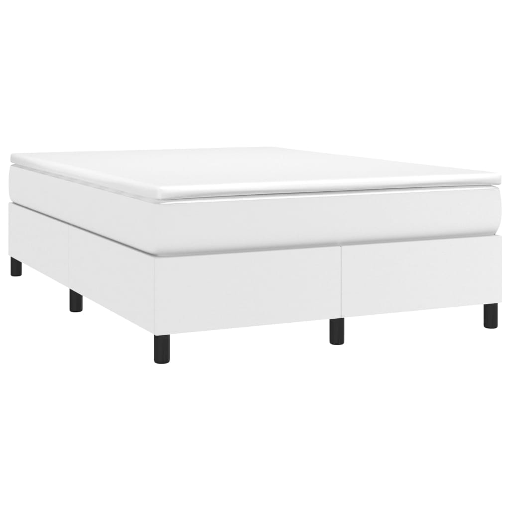 Κρεβάτι Boxspring με Στρώμα Λευκό 140x200εκ.από Συνθετικό Δέρμα