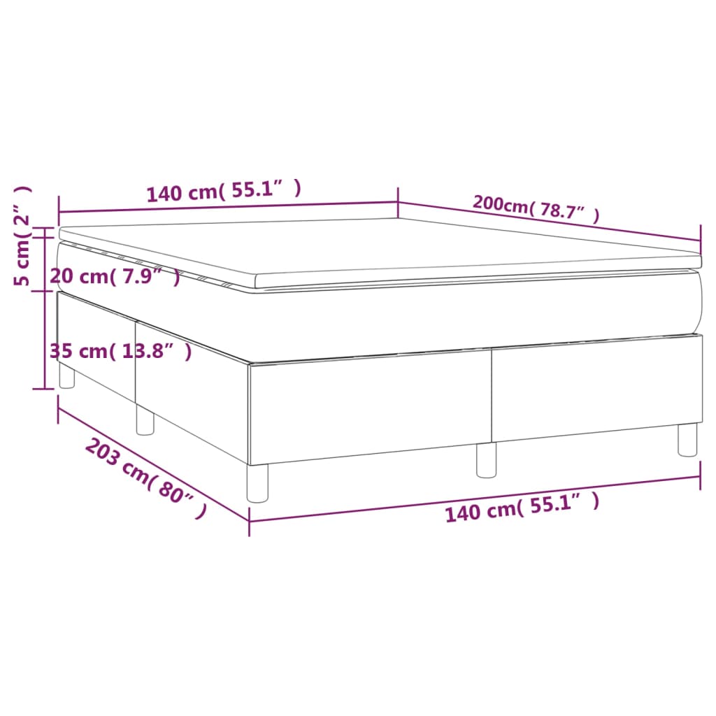 Κρεβάτι Boxspring με Στρώμα Κρεμ 140x200εκ. από Συνθετικό Δέρμα - Pakobazaar