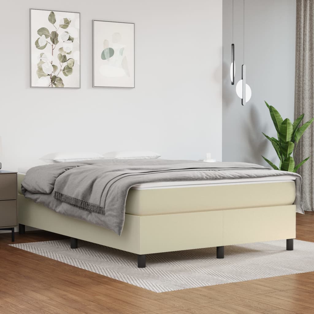 Κρεβάτι Boxspring με Στρώμα Κρεμ 140x200εκ. από Συνθετικό Δέρμα - Pakobazaar