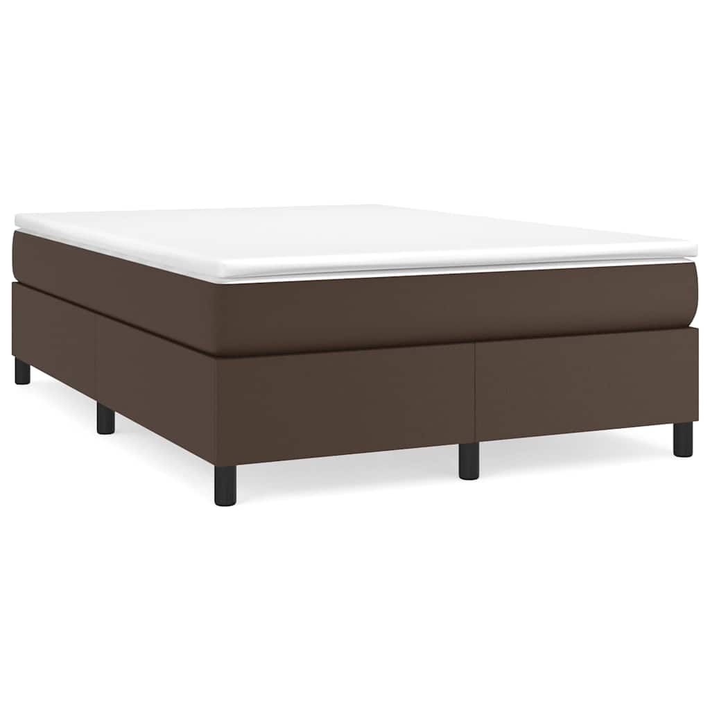 Κρεβάτι Boxspring με Στρώμα Καφέ 140x200εκ. από Συνθετικό Δέρμα - Pakobazaar