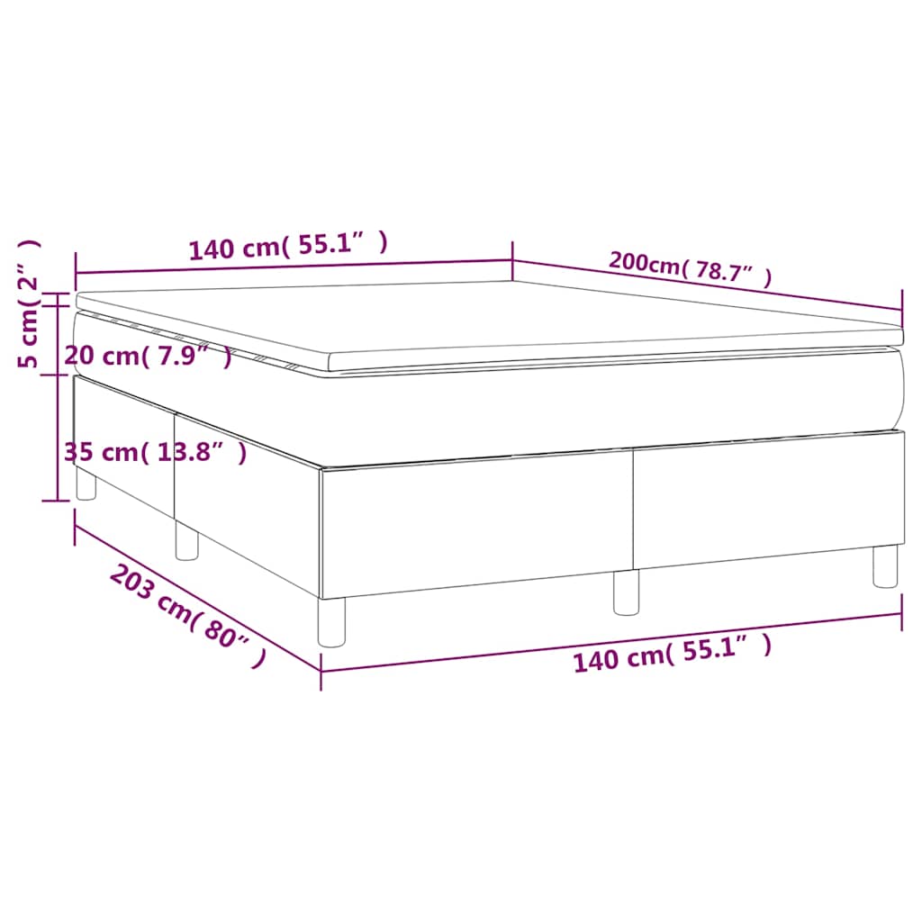 Κρεβάτι Boxspring με Στρώμα Καφέ 140x200εκ. από Συνθετικό Δέρμα - Pakobazaar