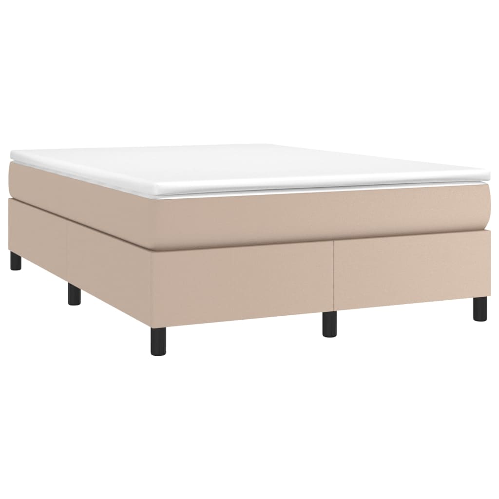 Κρεβάτι Boxspring με Στρώμα Καπουτσίνο 140x200εκ.από Συνθ.Δέρμα - Pakobazaar