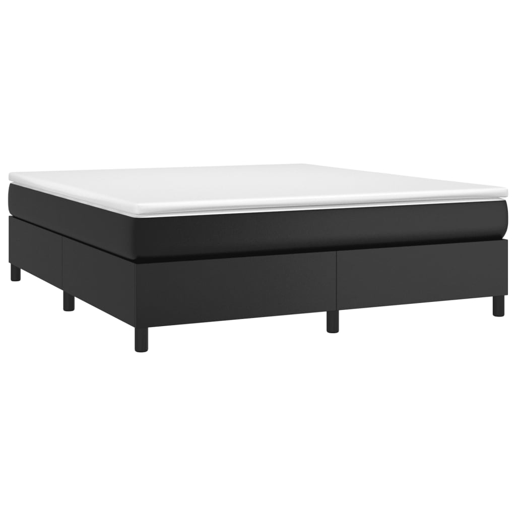 Κρεβάτι Boxspring με Στρώμα Μαύρο 160x200εκ.από Συνθετικό Δέρμα