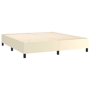 Κρεβάτι Boxspring με Στρώμα Κρεμ 160x200εκ. από Συνθετικό Δέρμα