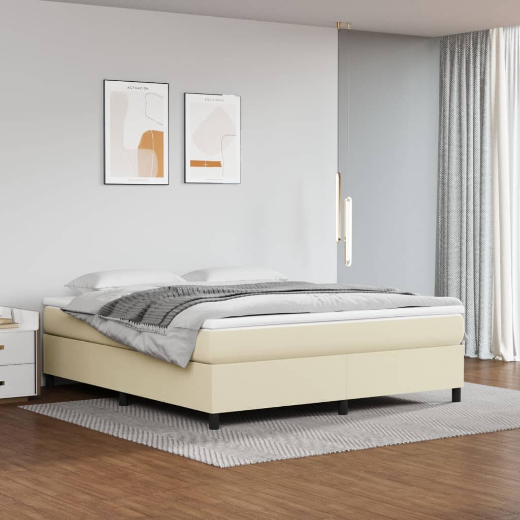 Κρεβάτι Boxspring με Στρώμα Κρεμ 160x200εκ. από Συνθετικό Δέρμα - Pakobazaar