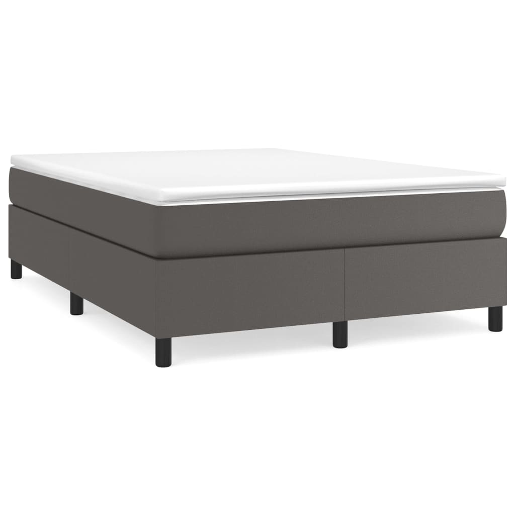 Κρεβάτι Boxspring με Στρώμα Γκρι 160x200εκ. από Συνθετικό Δέρμα