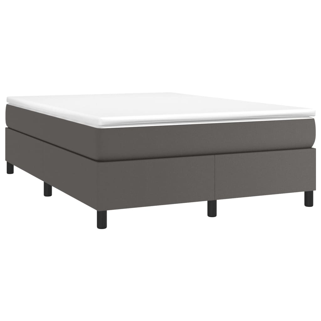 Κρεβάτι Boxspring με Στρώμα Γκρι 160x200εκ. από Συνθετικό Δέρμα