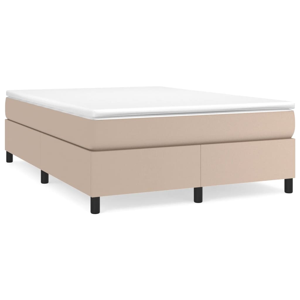 Κρεβάτι Boxspring με Στρώμα Καπουτσίνο 160x200εκ.από Συνθ.Δέρμα - Pakobazaar