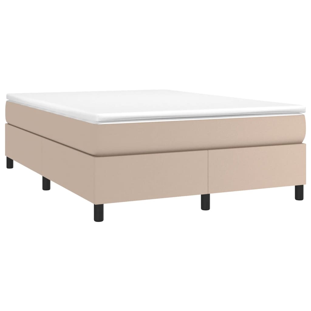Κρεβάτι Boxspring με Στρώμα Καπουτσίνο 160x200εκ.από Συνθ.Δέρμα - Pakobazaar