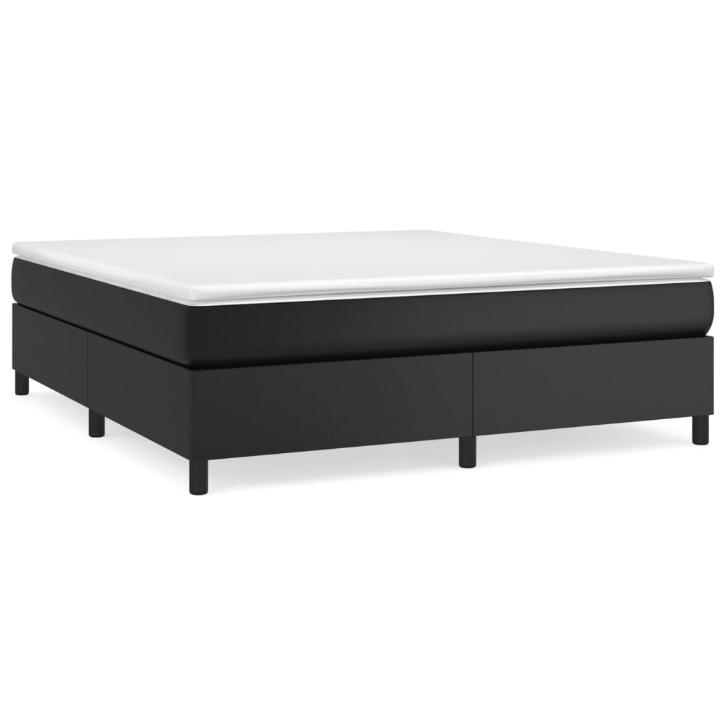 Κρεβάτι Boxspring με Στρώμα Μαύρο 180x200εκ.από Συνθετικό Δέρμα
