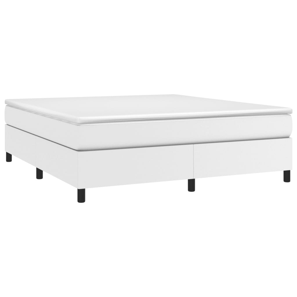 Κρεβάτι Boxspring με Στρώμα Λευκό 180x200 εκ. Συνθετικό Δέρμα