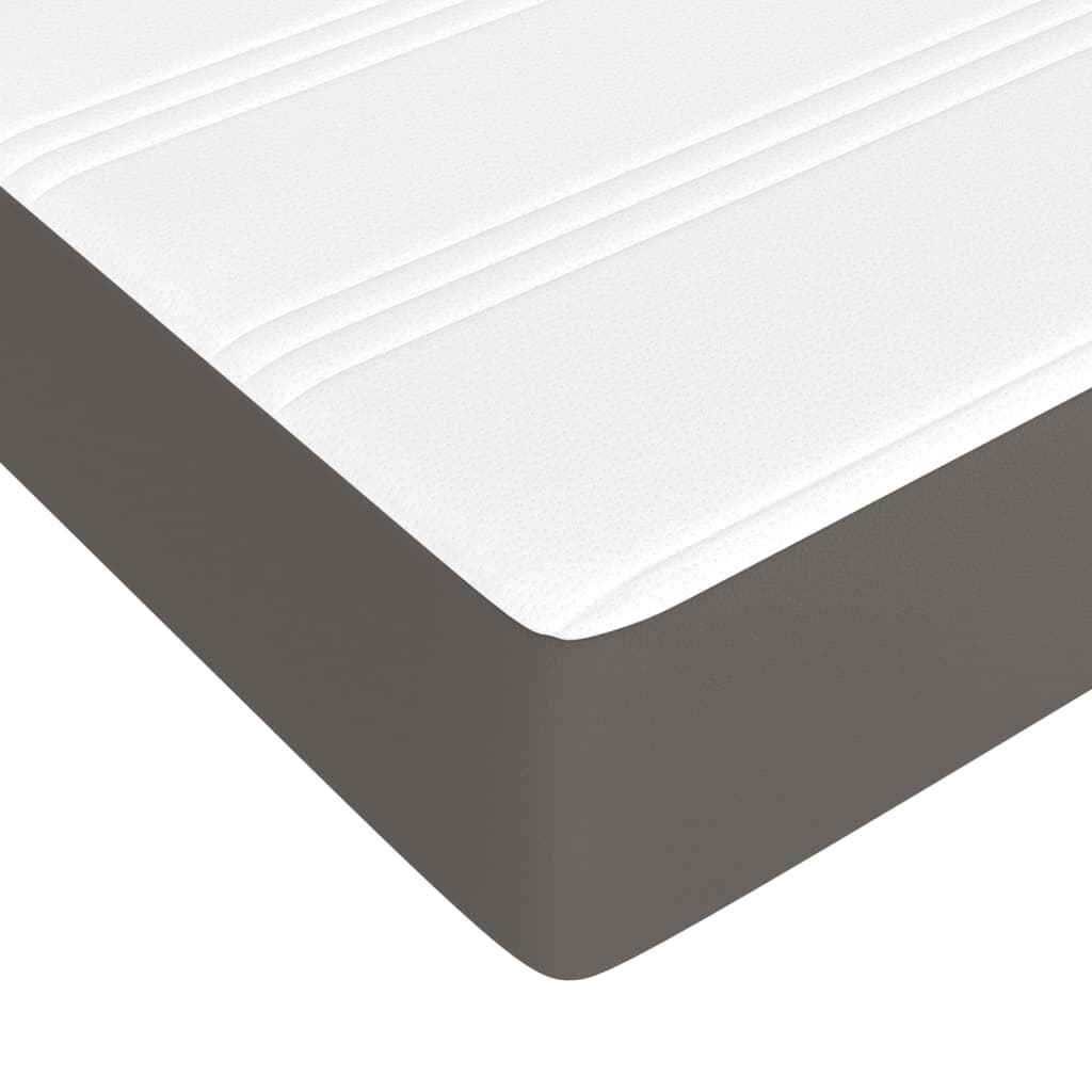 Κρεβάτι Boxspring με Στρώμα Γκρι 180x200 εκ. Συνθετικό Δέρμα