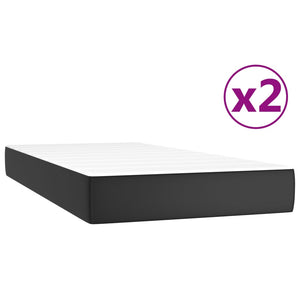 Κρεβάτι Boxspring με Στρώμα Μαύρο 200x200 εκ. Συνθετικό Δέρμα - Pakobazaar