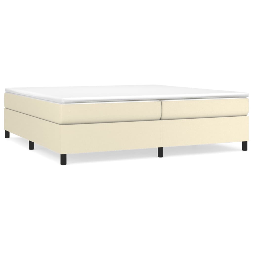 Κρεβάτι Boxspring με Στρώμα Κρεμ 200x200 εκ. Συνθετικό Δέρμα