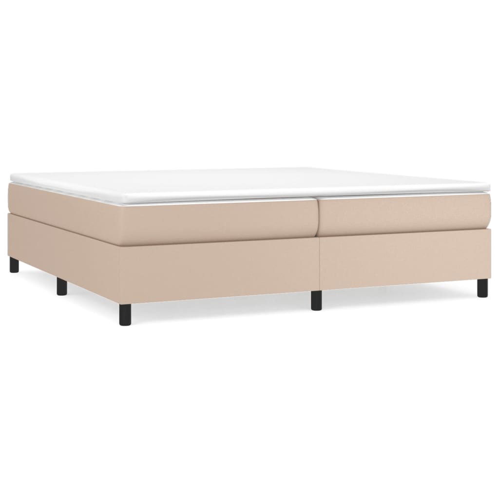 Κρεβάτι Boxspring με Στρώμα Καπουτσίνο 200x200εκ.από Συνθ.Δέρμα