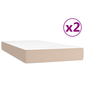 Κρεβάτι Boxspring με Στρώμα Καπουτσίνο 200x200εκ.από Συνθ.Δέρμα - Pakobazaar