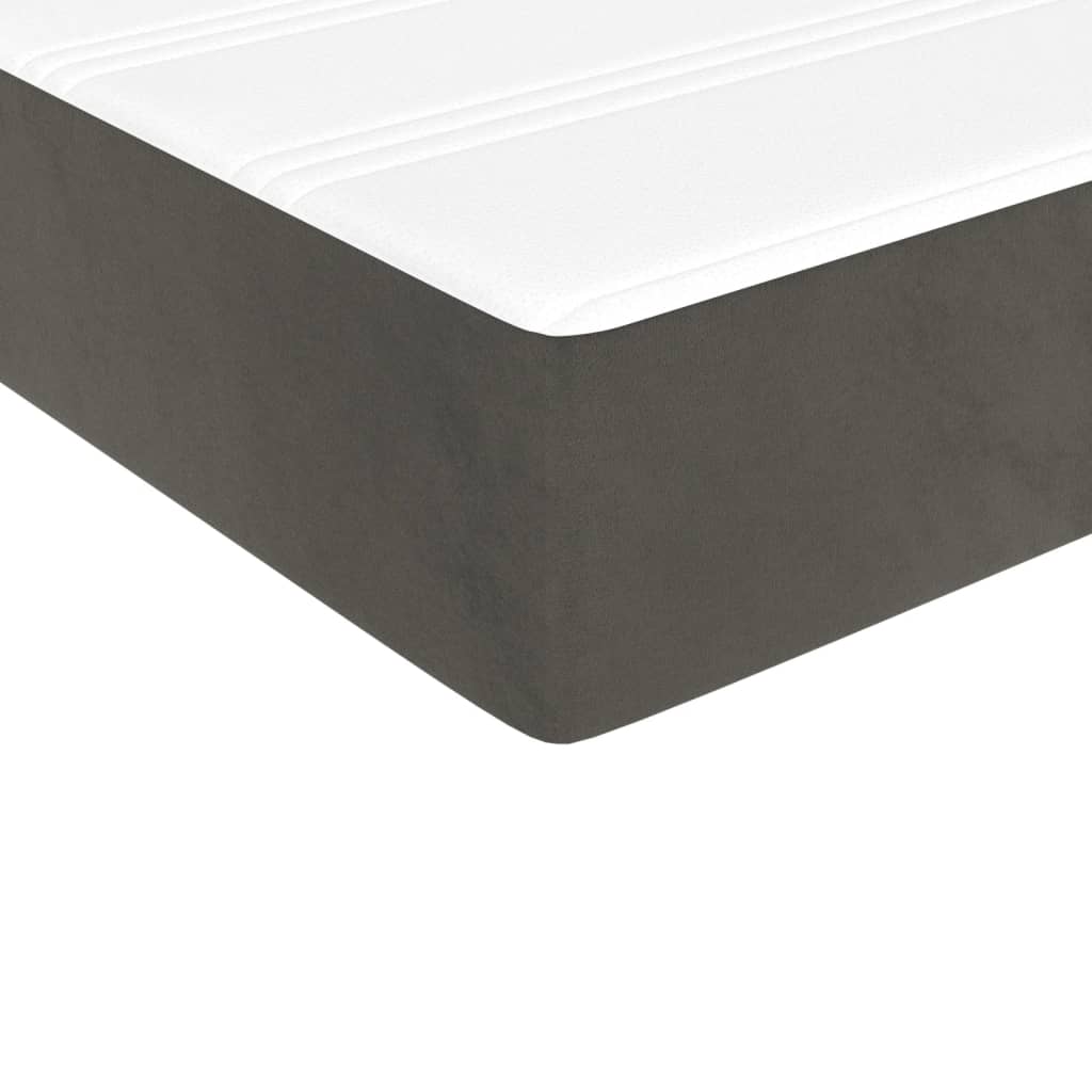 Κρεβάτι Boxspring με Στρώμα Σκούρο Γκρι 80x200 εκ. Βελούδινο