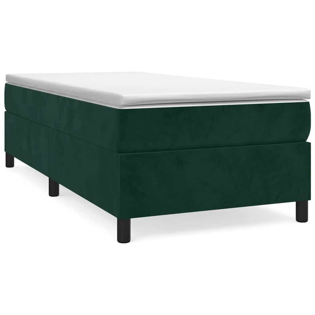 Κρεβάτι Boxspring με Στρώμα Σκούρο Πράσινο 80x200 εκ. Βελούδινο